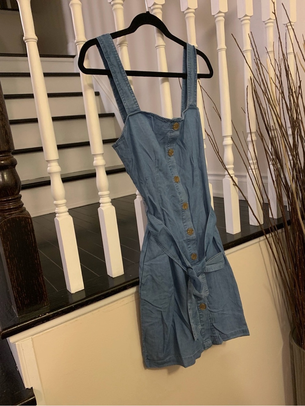 Love Tree Light Blue Denim Button-Front Mini Dress